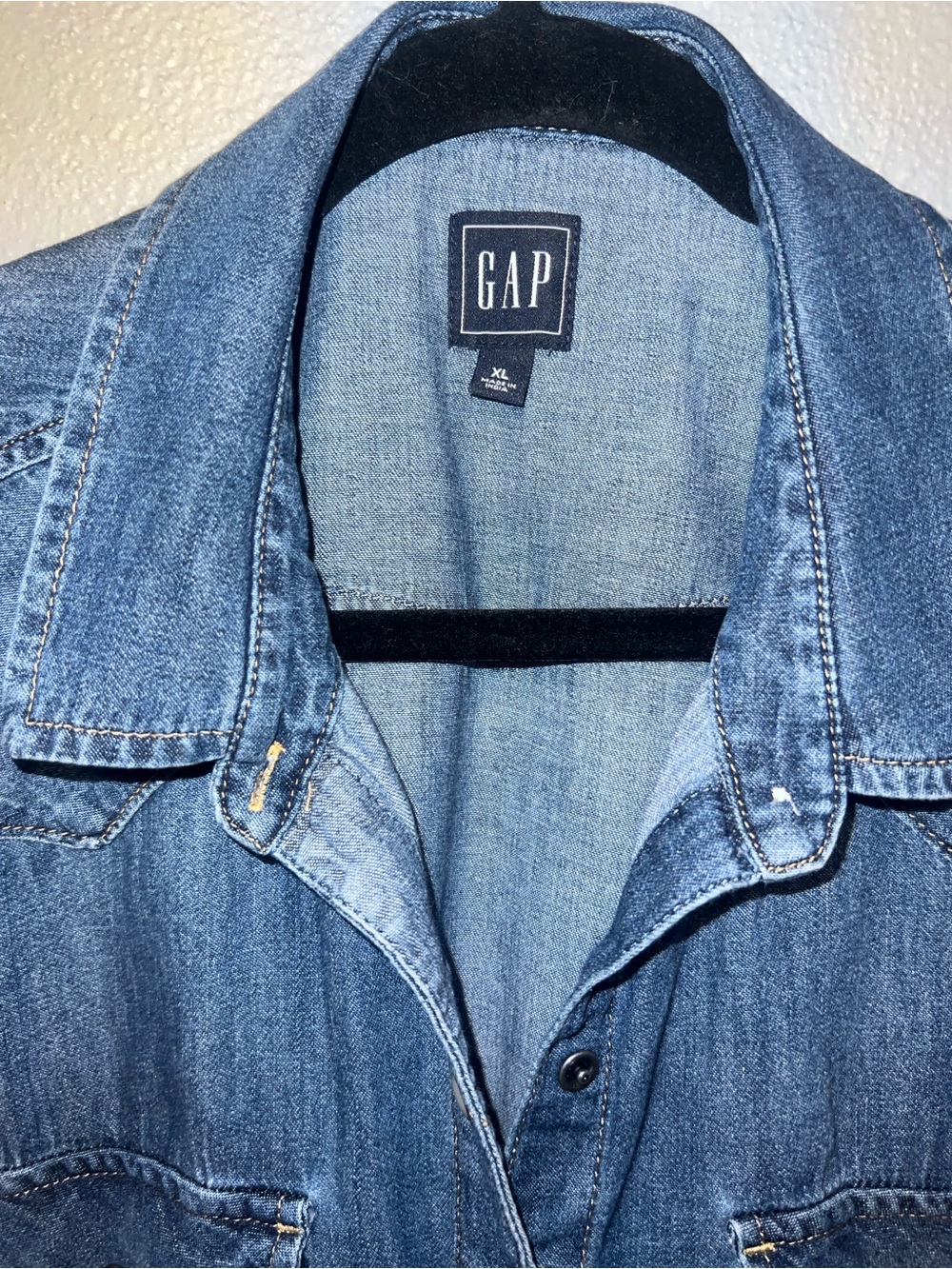 GAP Blue Denim Western Shirt Dress - Blue - Picture 2 of 15
